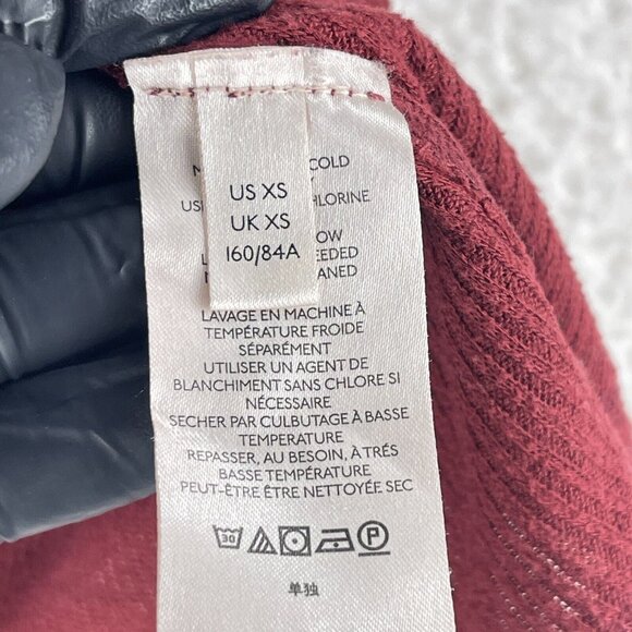 We The Free People Burgundy Ribbed Shirt Womens Long‎ Sleeve Oversized Size XS - Picture 10 of 14